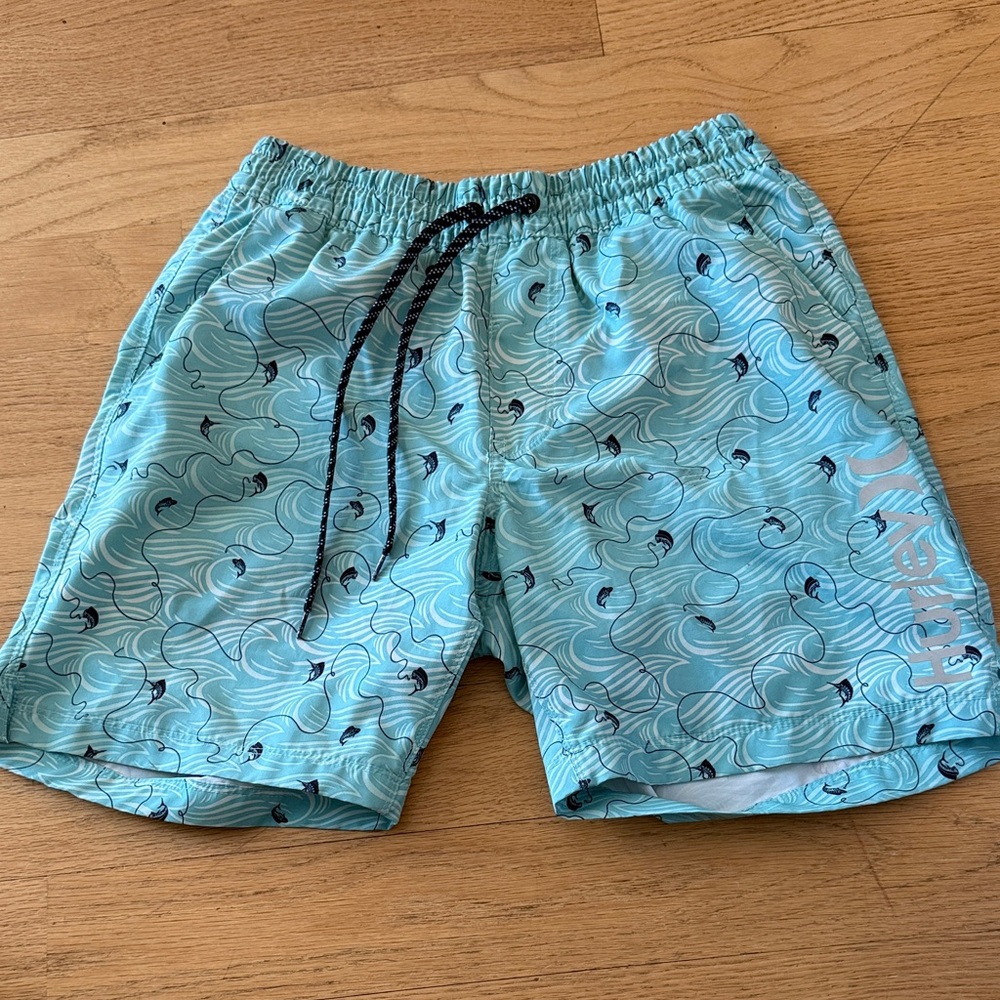 Hurley Aqua and Gray Swim Shorts